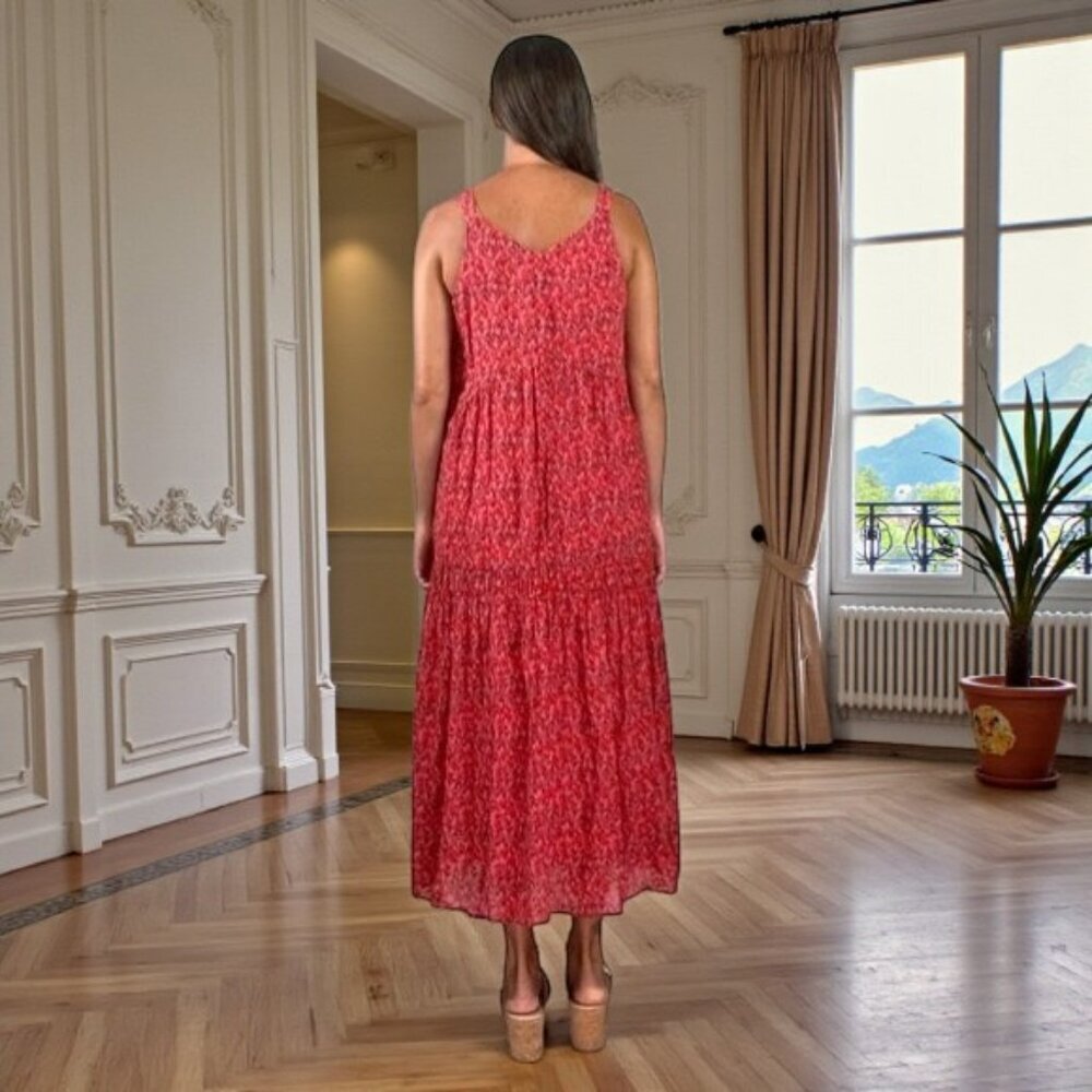 JOIE BONDI V-NECK TIERED SLEEVELESS MIDI DRESS - Picture 5 of 10